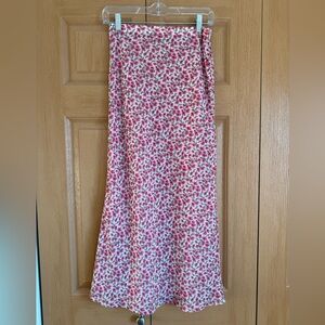 Lulu's Pink Floral Maxi Skirt- Small